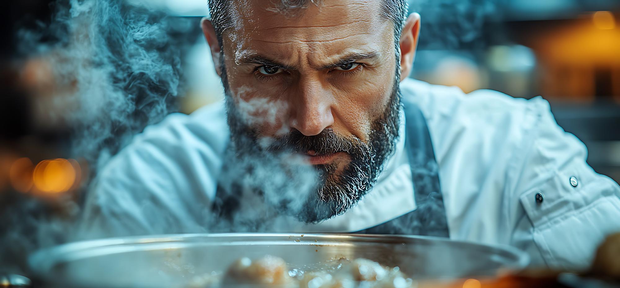 Szef kuchni przy stole degustacyjnym